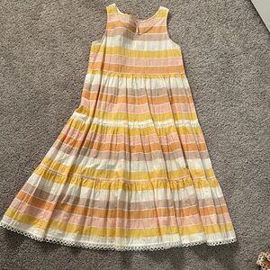Striped Kids Dress in Pink, Yellow, and White